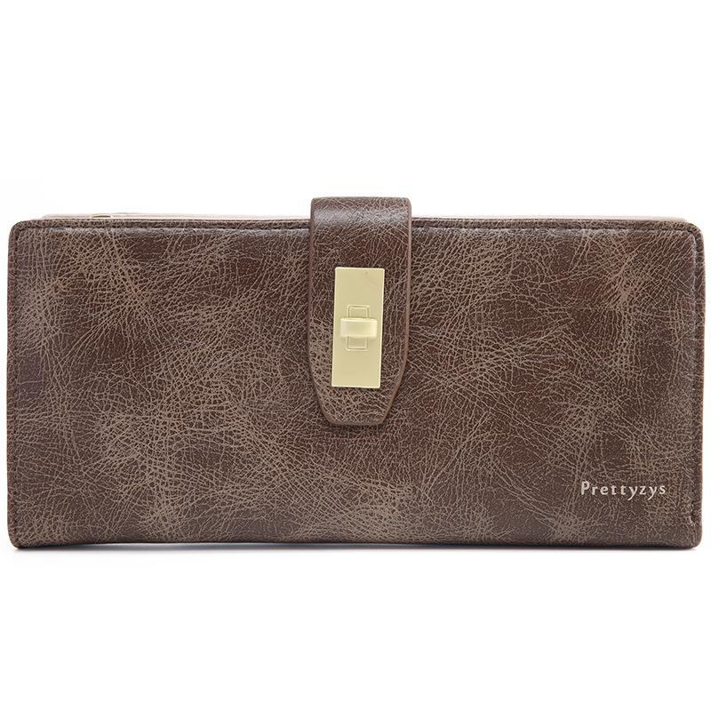 

Женский длинный кошелек из искусственной кожи с мягкой пряжкой в стиле ретро, большая вместимость, ручная сумка коричневый