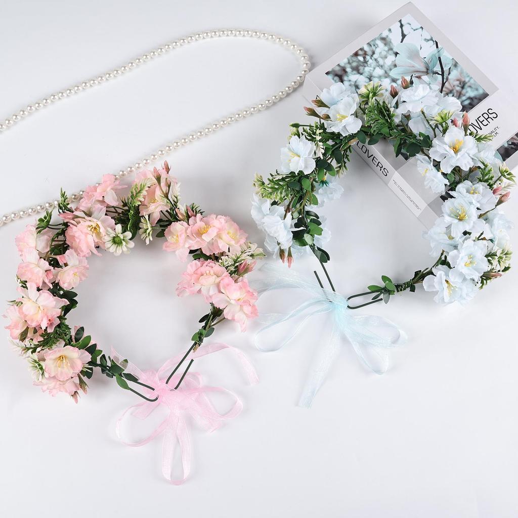 Corona de Flores Estilo Mori Diadema Nupcial - Perfecta para Viajes, Fotos, Actuaciones y Accesorios para el Cabello