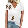 vintage women bee print t shirt short sleeve v neck tops comfortable t-shirts