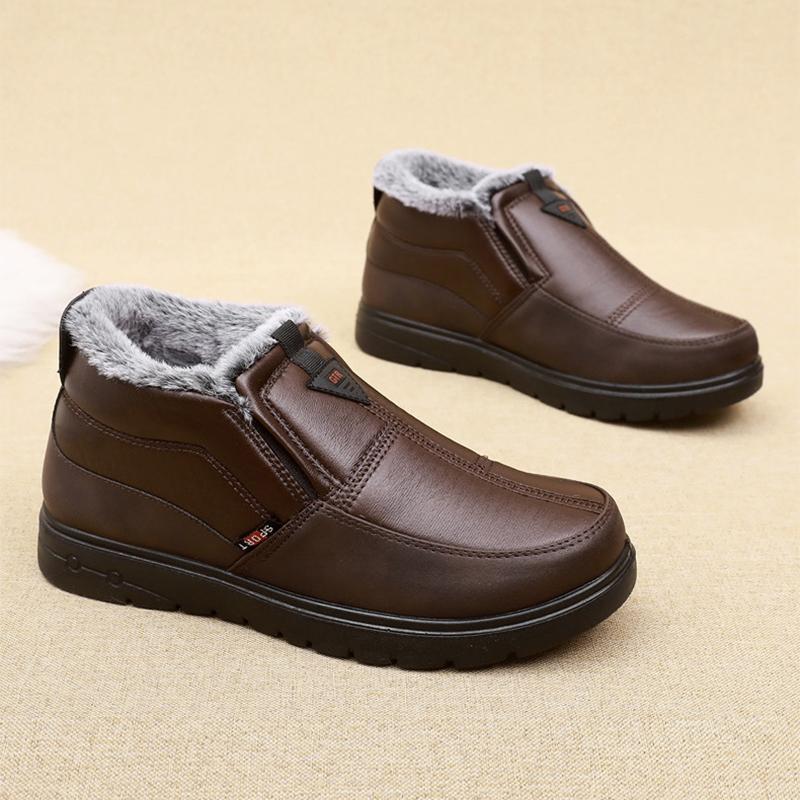 Pantofi sport pentru bărbați, pantofi sport din piele, pantofi de iarnă, pantofi de mers pe jos, pantofi calzi pentru tați de vârstă mijlocie și vârstnici