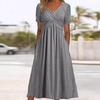2026 Women's Autumn Pullover Dress: Solid Color, Short Sleeve, Round Neck, Umbrella Skirt