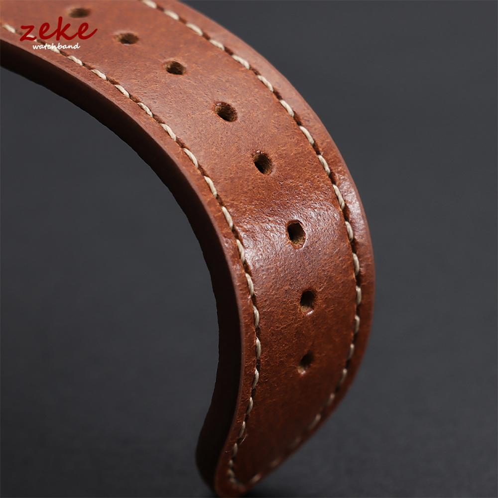 20mm 22mm Breathable Vintage Leather Watch Band for Omega Oil Wax Cowhide Straps Sport Bracelets Men's Brown Black Red Wristband