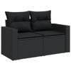 Ensemble de canapé de jardin 9 pièces avec coussins Noir Poly Rattan Acacia, Ensemble de salle à manger de jardin 3 pièces 3363519