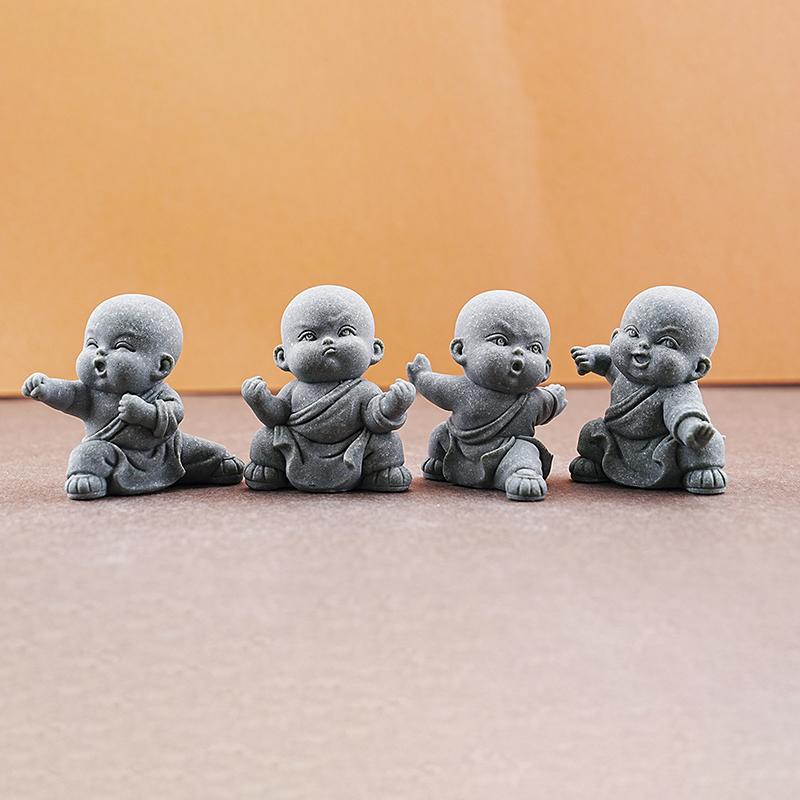1/4Pcs Home Decor Cute Stone Little Monk Statues With Serene Zen Vibes Ornament For Meditation Space Desk Meaningful Gifts
