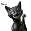 Creepy Cute Cat Statue 3D Printed Grinning Black Statue, Sitting Figurine, Dark Animal Collectibles Style Sculpture, Halloween Decorative Figurine for