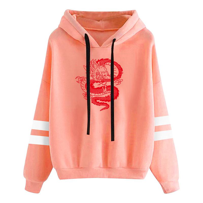 Autumn and Winter Long Sleeve Chinese Loong Printed Hoodie 6977