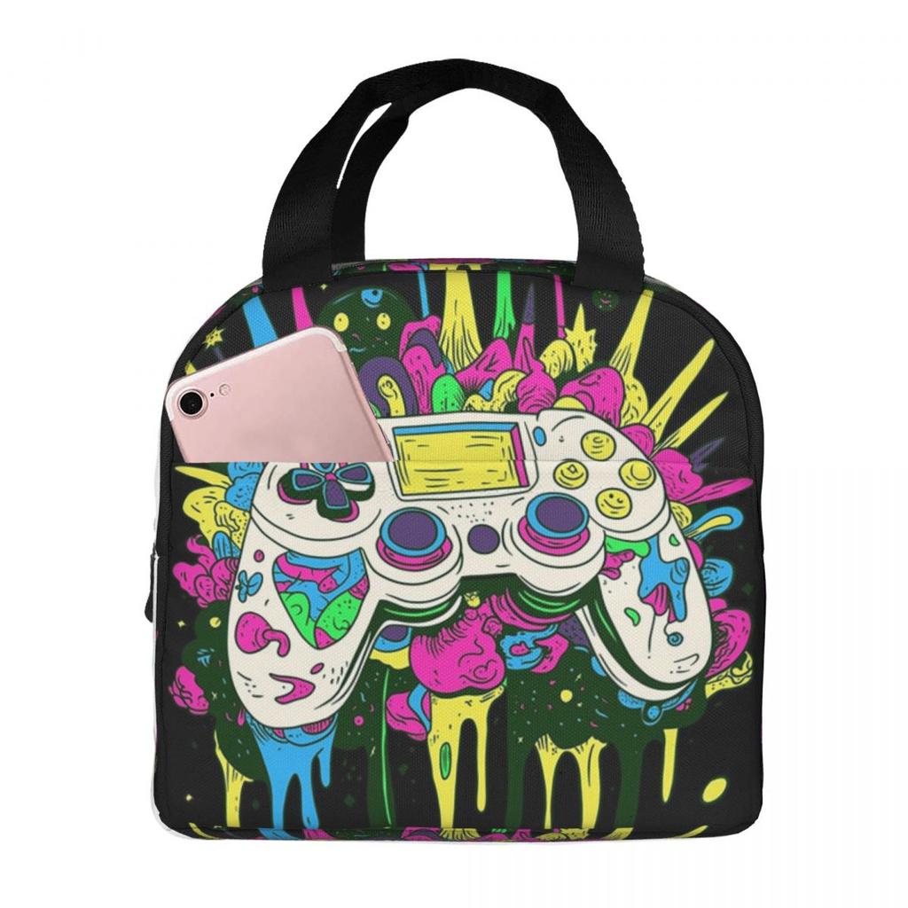 Borsa Termica per Pranzo Isolante Astratta Colorata con Graffiti per Gamer Bambini Scatole per Cibo Portatili Borsa Termica Tote