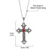 Large Gothic Cross Drill Pendant Jewelry Necklace Silver Color Red Tone Punk Jewellery Fashion Charm Statement Women Gift