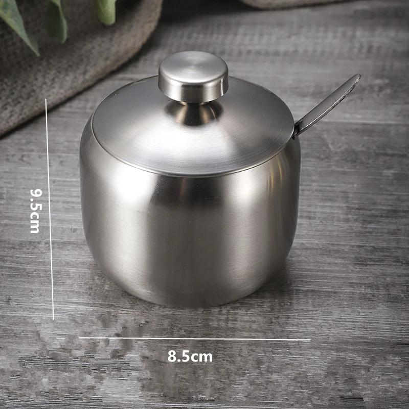 Stainless Steel Seasoning Jar Gold Silver Sugar Bowl With Lid Chili Oil Salt Pepper Jar Seasoning Bottle Box Kitchen Tool