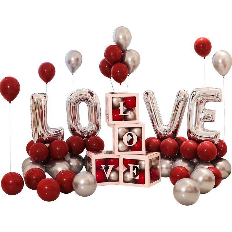 Aluminum Foil Balloon Wedding Decoration: Transparent Box Set