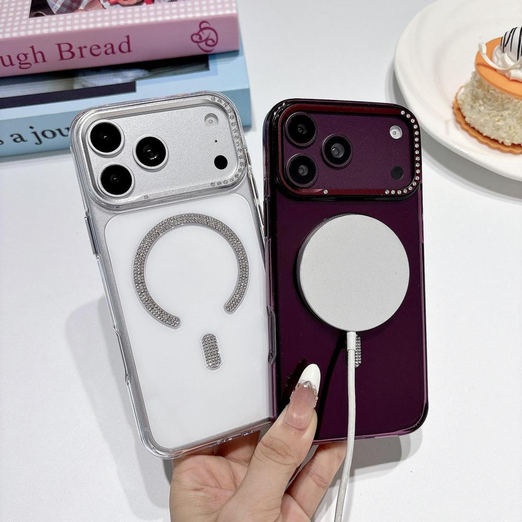 iPhone 18 Pro Max Starry Crystal Clear Magnetic Case with Rhinestone Lens