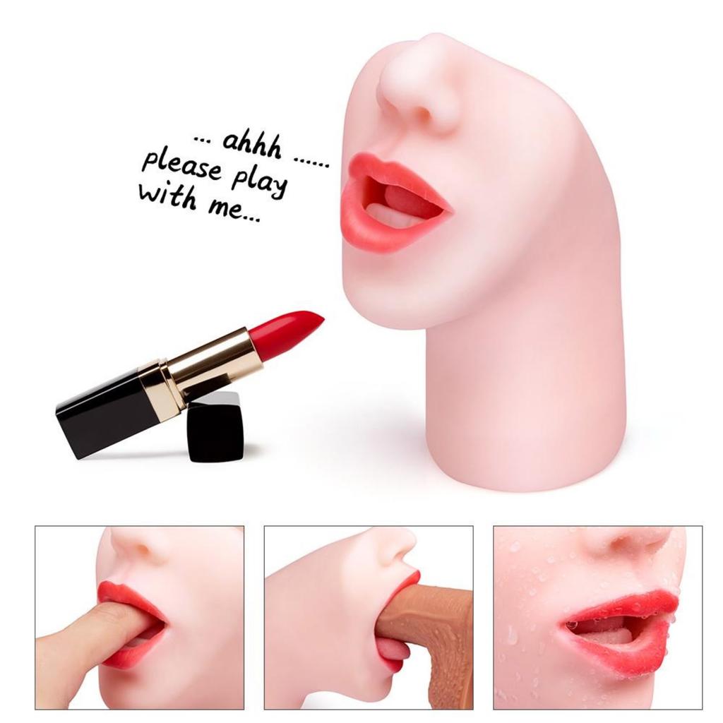 Masturbator Cup Realistic Mouth with Teeth and Tongue Blow Job Stroker Oral Sex Toys