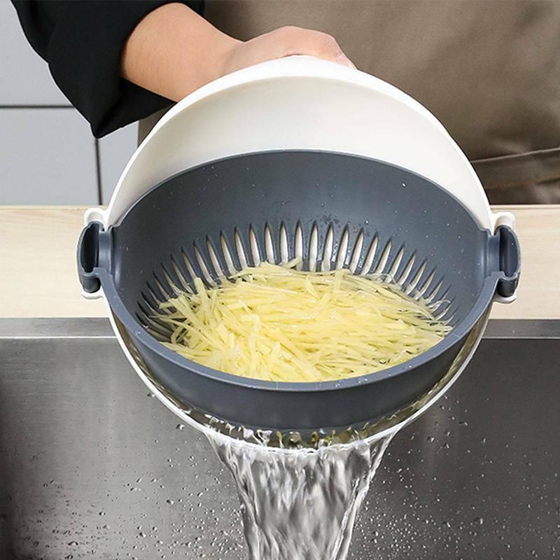 9 In 1 Household Multifunction Rotate The Vegetable Cutter Slicer Creative Kitchen Basket Tools