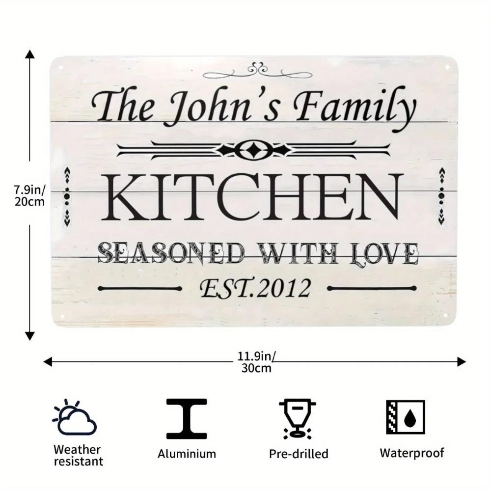 Custom Vintage Kitchen Metal Sign Personalized Name Aluminum Wall Art Farmhouse Decor