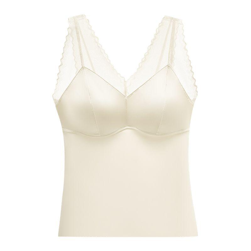 

Exported to Japan V-neck Lace Slim-Fit Wear-Free Bra Milk White L [42.50 kg-55.00 kg]]