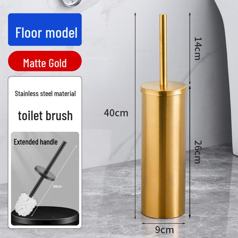 Wall-Mounted Stainless Steel Toilet Brush with Odor-Proof Long Handle and Round Holder for Bathroom Cleaning