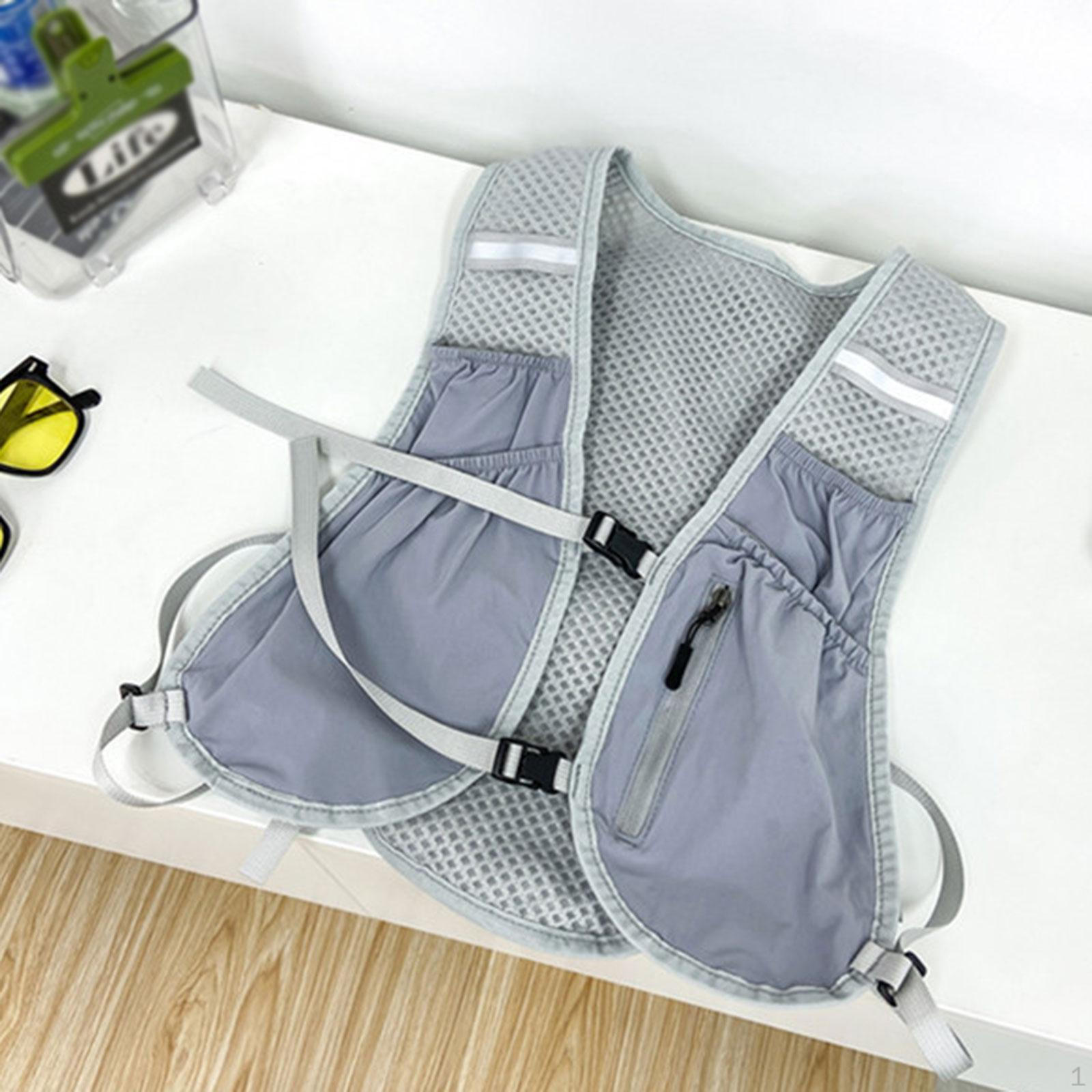 

Жилет-питьевой рюкзак со светоотражающими элементами и отделениями для пеших прогулок и велоспорта серый