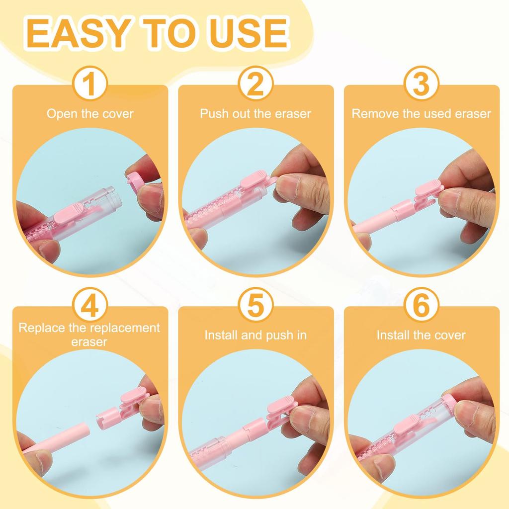 PATIKIL Retractable Cute Pencil with Plastic for and for Purple TPE 8-Pack Erasers, Slide-Type Eraser, Push-Pull Eraser, Soft, Large, Case, Sketching,