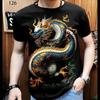 Men's T-shirts Dragon Pattern Short Sleeve Tee Fashion Street O-Neck Top Trend Animal 3D Printing Loose Versatile Men's Clothing