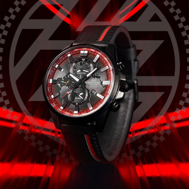 Casio EDIFICE Theme Limited Gift Box Heart of the Earth Business Waterproof Quartz Movement Genuine Leather Strap Japanese and EFR-303CL-1AVUPRN