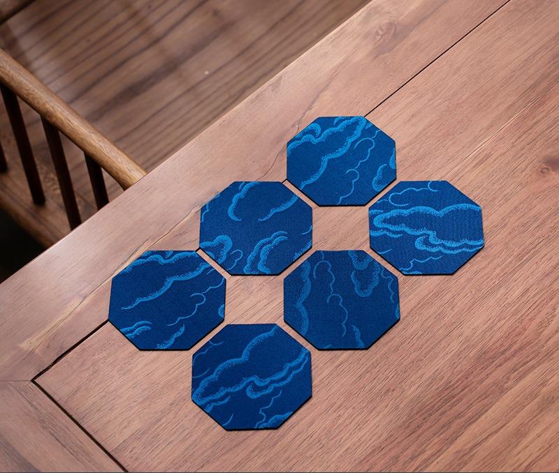 Chinese Vintage Tie-Dye Fabric Tea Coasters Heat-Resistant Mats Teacups Tea Tables Tea Ceremony Anti-Scalding Table Mats