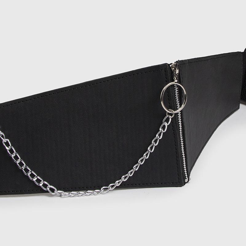 Adjustable Leather Chain Waist Belt with Snap Buttons for Young Fashion