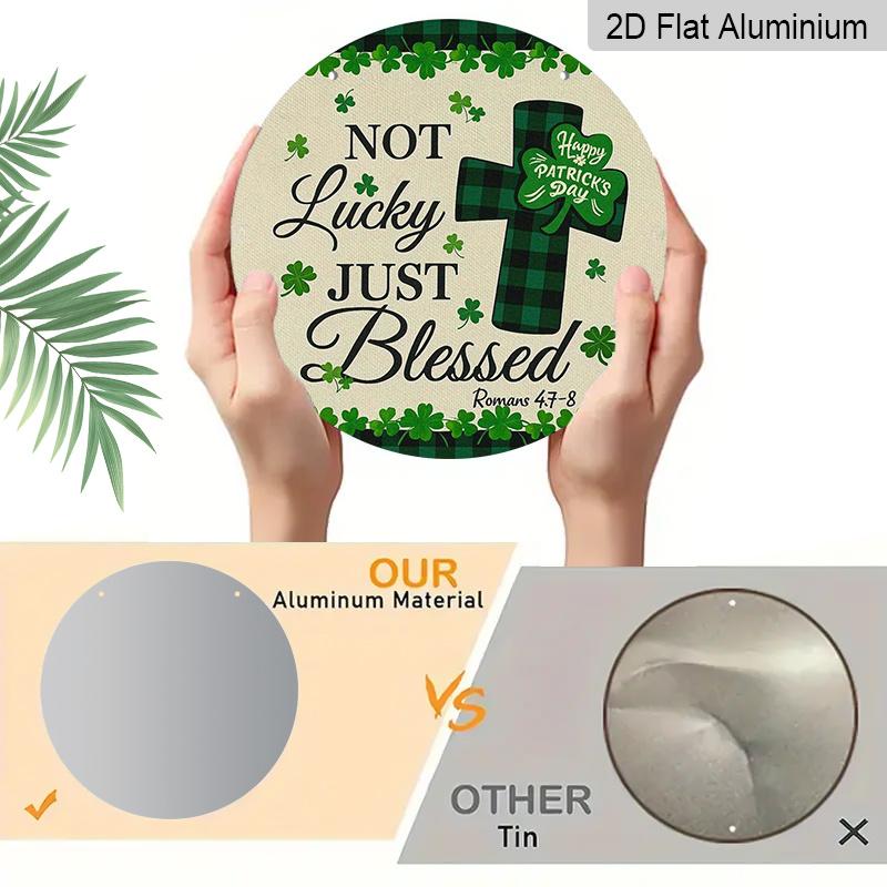 2D Flat - 1pc of 2D Flat Printed Aluminum Sign with a Blessed Pattern, Measuring 7.87X7.87 Inches (20X20 Cm). It'S Durable And Easy to Hang, Making