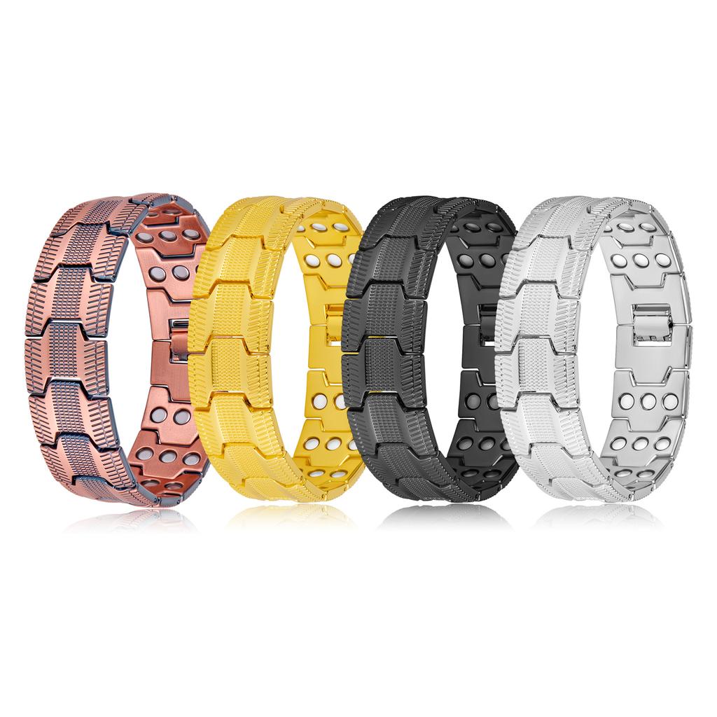 Cross Border Square Wide Version Magnetic Bracelet Men's Zinc Alloy Electroplating Suction Handmade Jewelry