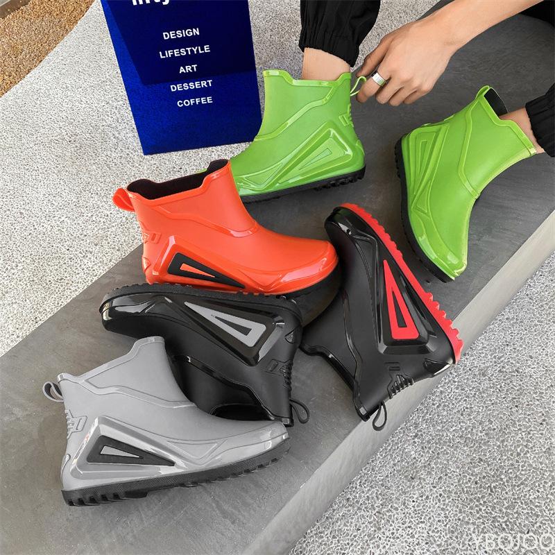 2024 Red Bottom Low Rain Shoes Men Waterproof Slip On Loafers Rain Shoes Men's Galoshes Rubber Rain Shoes Male Rubber Rain Boots