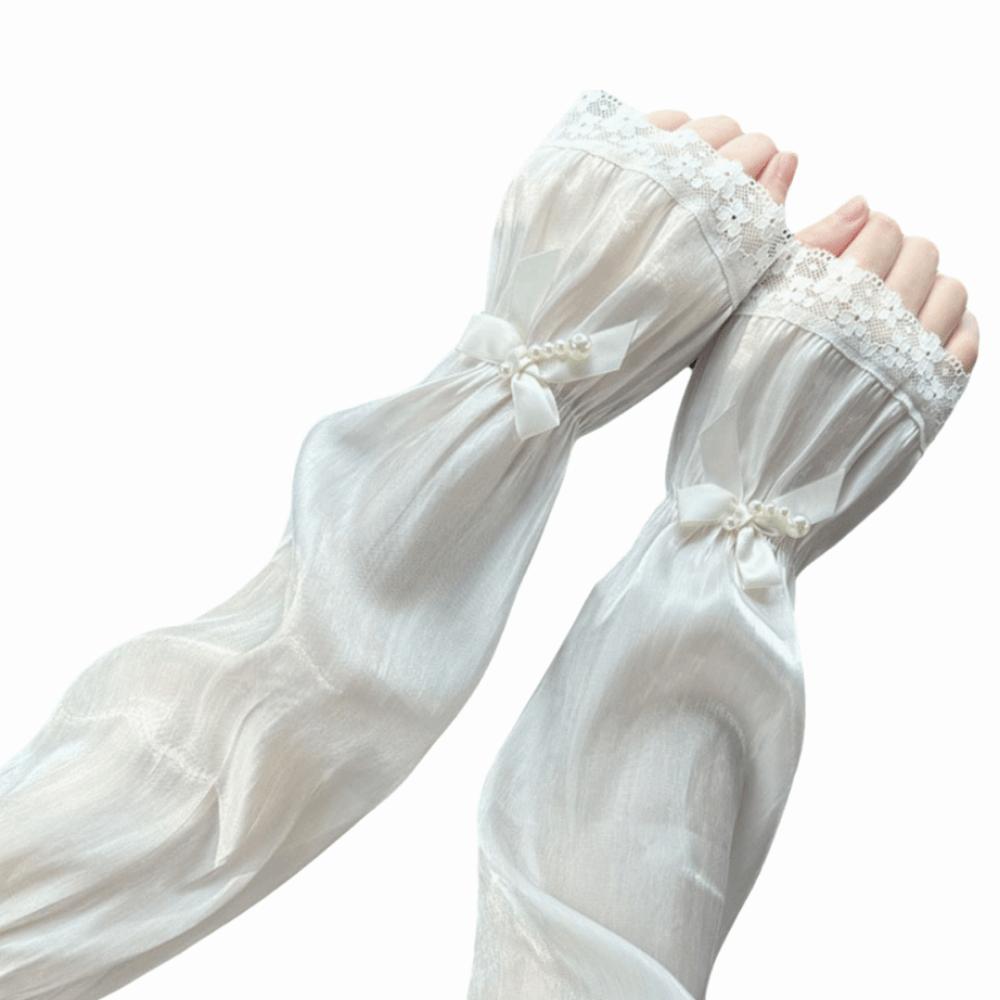 Elegant Sun Protection Sleeves Long Sleeves Lace Arm Cover Arm Sun Sleeves Outdoor Activities бежевый