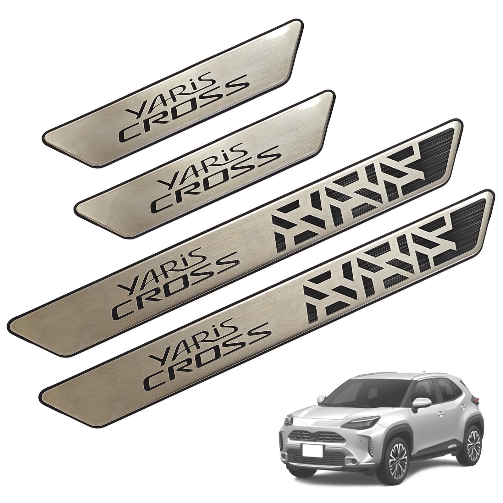 HUDIY Защитные накладки на пороги из нержавеющей стали для Toyota Yaris Cross, накладки на пороги дверей и подножку багажника, защита от царапин и пятен, простой японский комплект инструкций