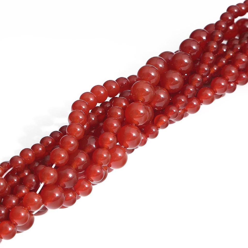 4-14mm/47-92Pcs Natural Red Agate Round Stone Beads For Jewelry Making DIY Bracelet Necklace