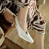 New Spring Genuine Leather Women Shoes Fashion Shallow Pumps Pointed Toe Slip -On Thin Heel Shoes Women High Heels