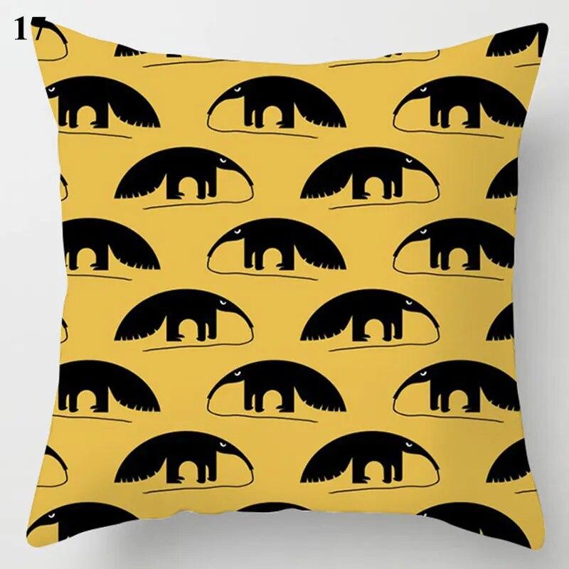 Decorative Cushion Cover Yellow Gray Floral Animal Geometric Pillow Covers Throw Pillows Polyester Single Side Print Pillowcases