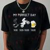 My Perfect Day Coffee Motocross Beer Graphic Motorcycle T-Shirt Men Unisex Casual a Short Sleev
