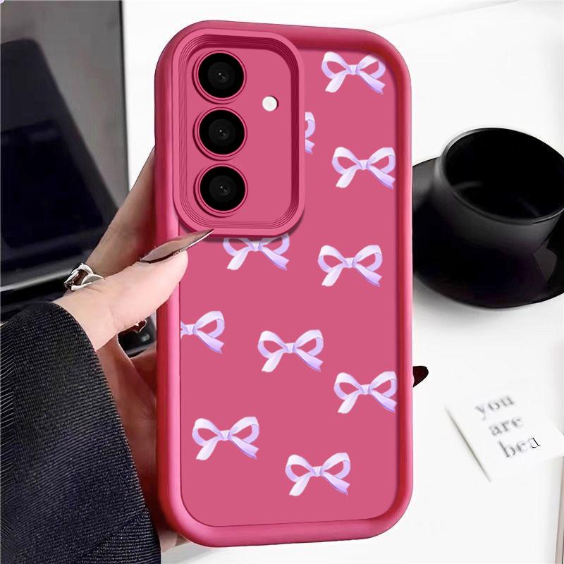 Bowknot Print Phone Case Shell For Samsung S25 Ultra S24 FE S23 A56 A36 A16 A26 A55 A15 A35 TPU Soft Shockproof Lens Protection Bumper Cover