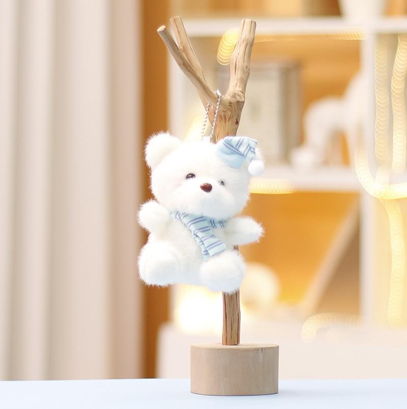 Christmas Bear Plush Stuffed Animal With Santa Hat Keychain For Kids Room