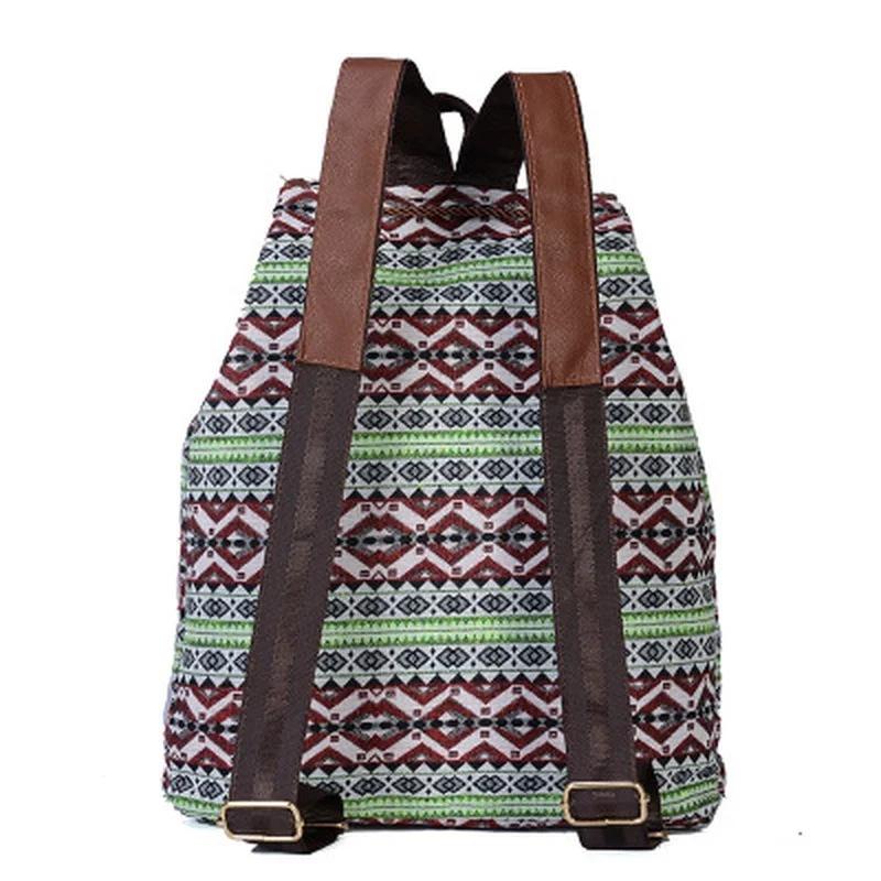2024 Women Canvas Vintage Backpack Ethnic Knitted Backpacks Backpacks Printed Travel Backpack Schoolbag