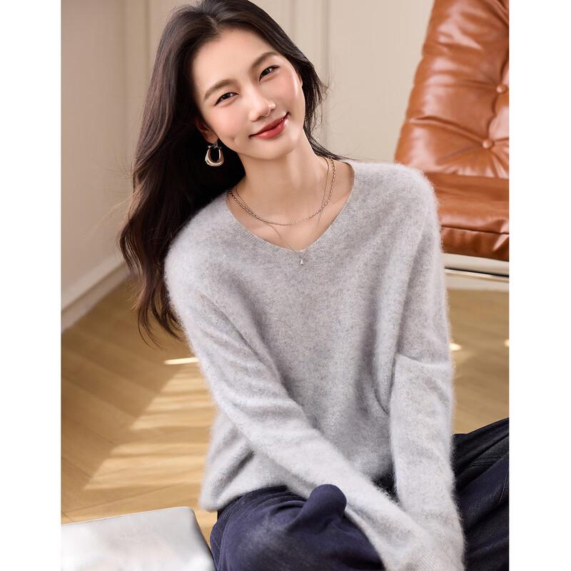 Women's Cashmere Blend V-Neck Knit Sweater