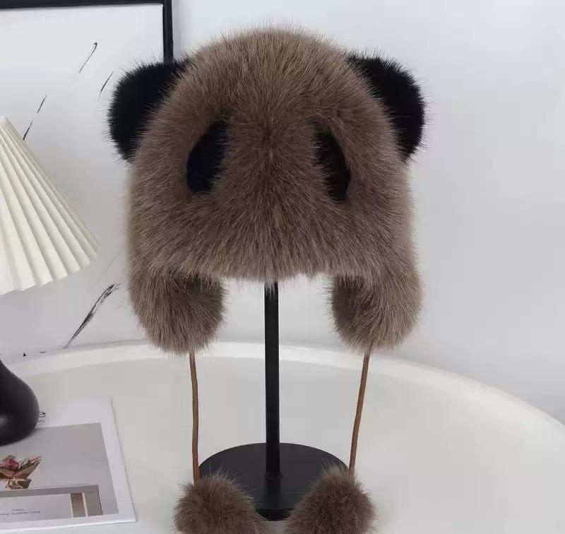 Cute Winter Imitation Fox Hair Red Panda Hat Warm Windproof Ear Hat Parent-child Bag Hat Lei Feng Hat Female