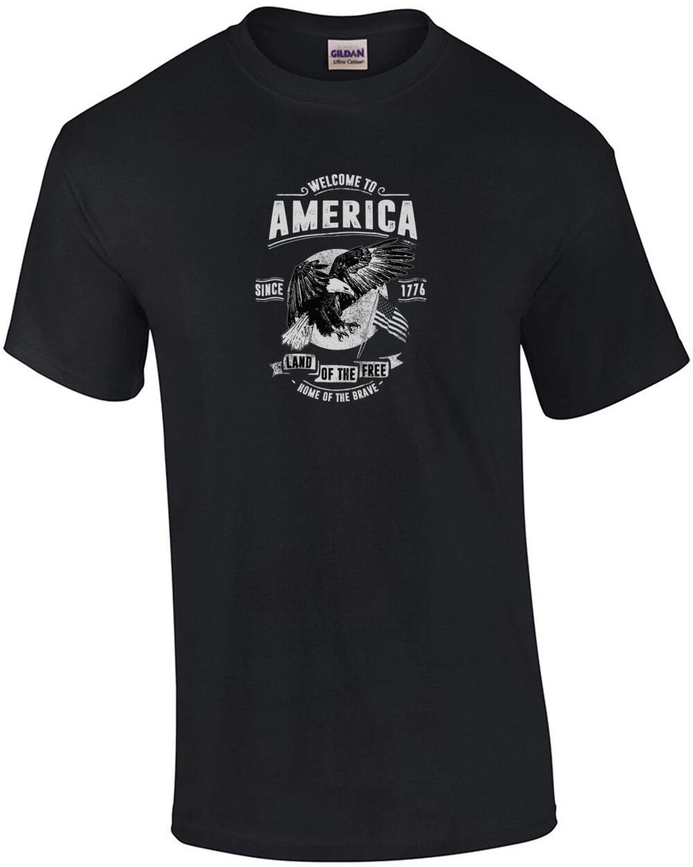 Welcome To America Home Of The Brave Land Of The Free Patriotic T-Shirt XL