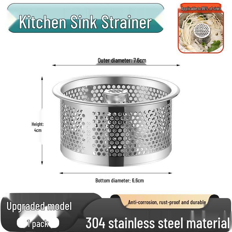 Stainless Steel Kitchen Sink Drain Filter - Anti-Clogging Siphon Screen for Wash Basins and Debris Pools
