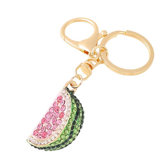 

Keychain Pendant Sparkling Rhinestones Watermelon Design Key Chain with Lobster Clasp Backpacks Beach Bags Car Hanger розовый