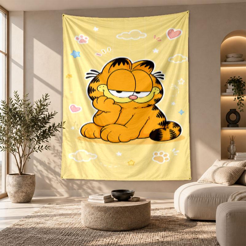 Decorative Tapestry,Garfield Cartoon Printed Wall Art, Lightweight Wall Hanging For Bedroom Background