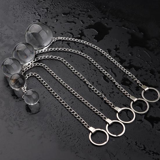 Πρωκτικό βύσμα Πλήρης διέγερση Φορητό μίνι Premium διαφανές μπαλάκι πρωκτικό βύσμα με αλυσίδα για γυναίκες