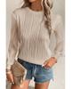 Azura Exchange Apricot Textured Wavy Round Neck Long Sleeve Top
