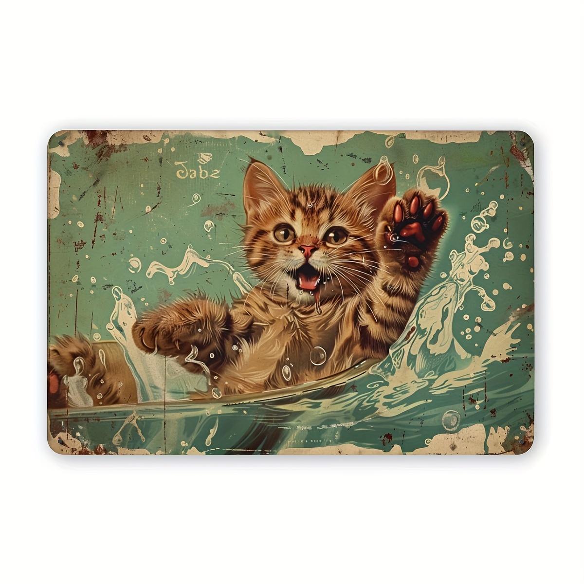 

1pc WhimsyCat Vintage Metal Tin Sign, Playful Kitten Bathing Art, 30.48x20.32 cm Iron Wall Decor for Home, Bar, Cafe, Indoor/Out 20x30cm（7.8x11.8inch）