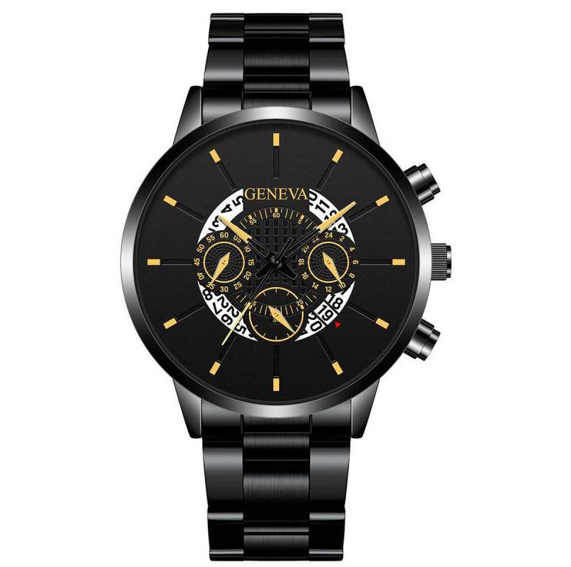 Men'S Large Surface Hands Simple Rice Line Date Mesh Strap Watch Creative Quartz Stainless Steel Watch