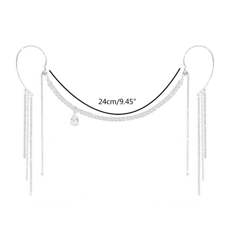 Bling Rhinestone Long Chain Tassels Pendant Face Jewelry for Women Party Accessories Crystal One Row Face Chain Jewelry