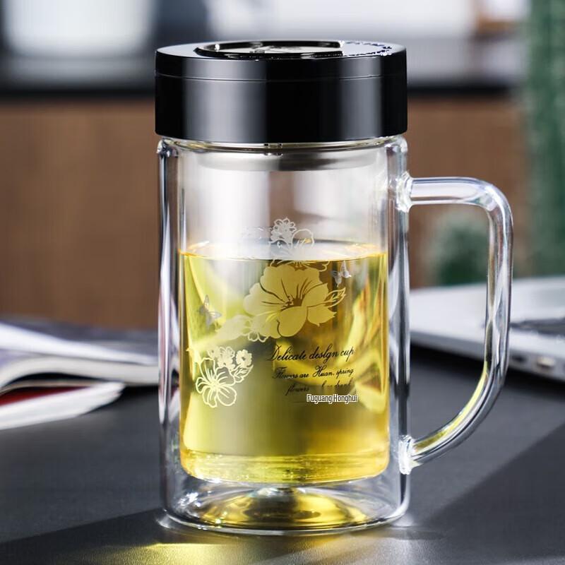 Fuguang Business Double-Layer Glass Tea Infuser Mug